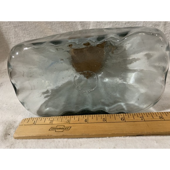 1980's Mexican Hand Blown Glass Decanter with Mercury Glass Sphere Stopper - Picture 2 of 4